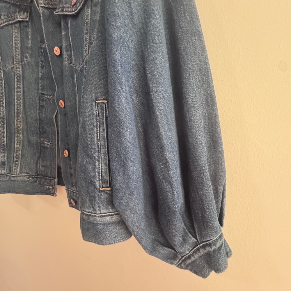 GAP Oversized Balloon Sleeve Blue Jean Jacket - Picture 4 of 12